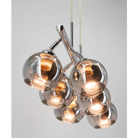Lampa wisząca chromowana 6-punktowa ze szklanymi kloszami 2208/6 8C z serii PIRAN - Lampy Elem